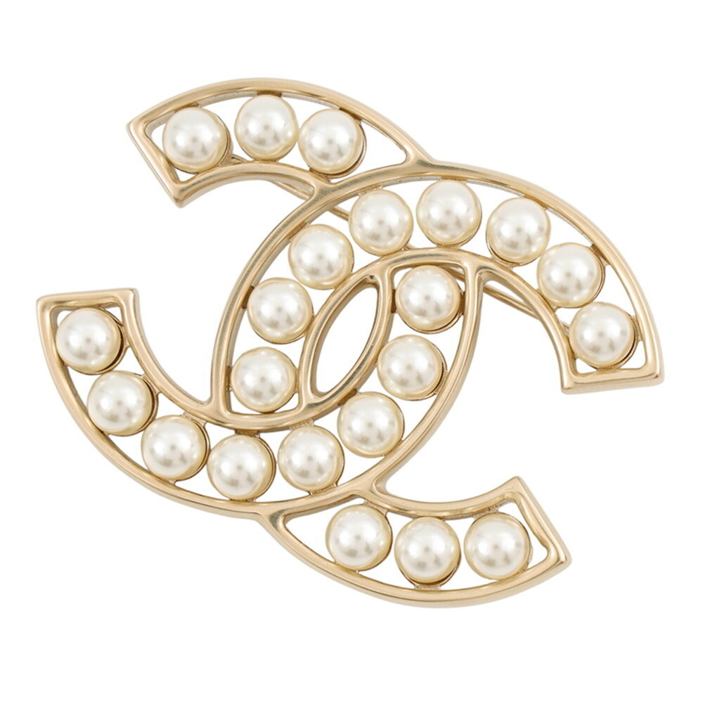 Chanel Brooch, Coco Mark, Metal, Faux Pearl, A64978 B23V, CHANEL.